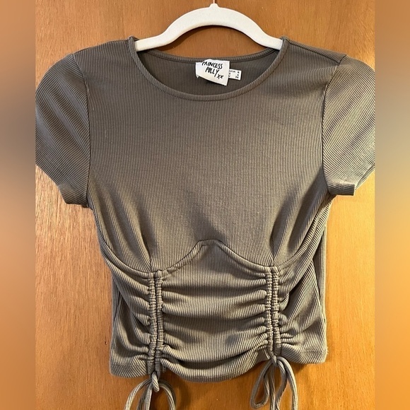 Princess Polly Stormi Crop Top Khaki Green Size 4 Cinch Bottom Wired - Picture 7 of 10